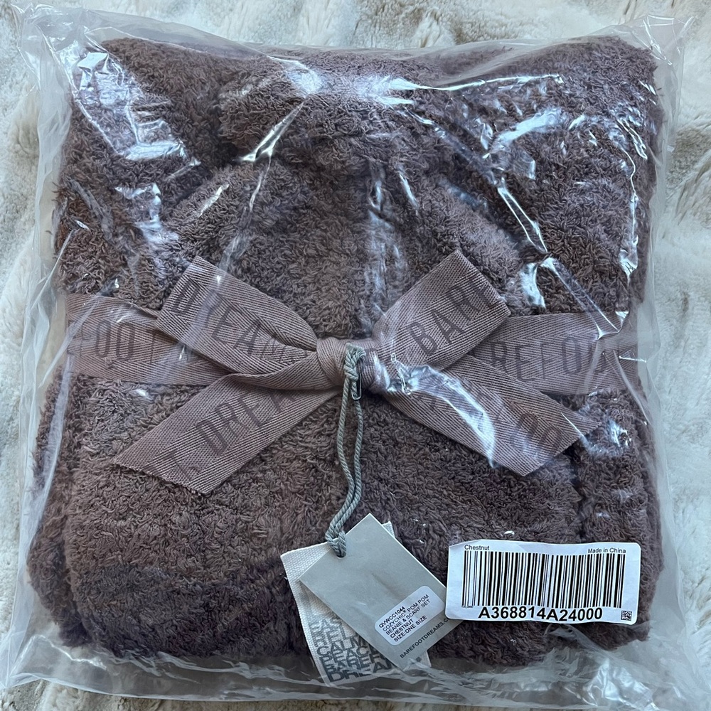 Barefoot Dreams Pompom Beanie and Scarf Set - Chestnut